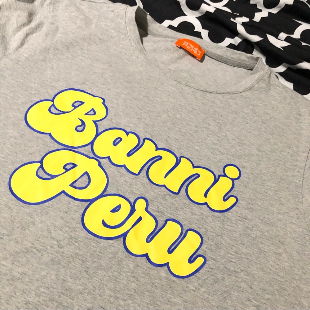 Banni Peru Mens Logo Gray Shirt Crew Neck Short Sleeve Sz 2XL.